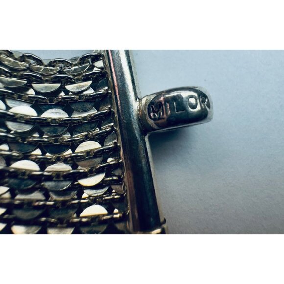 Milor Italy 925 Sterling Silver Ten Strand Circle Link Chain Statement Bracelet - Picture 13 of 14